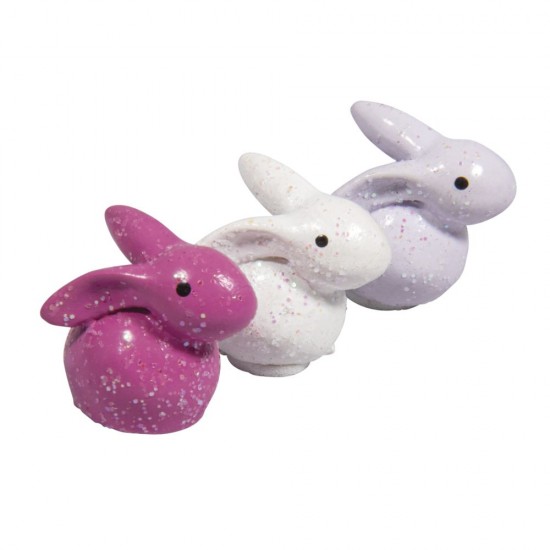 Iepuri polirasina, 2x1,8cm, culori asortate, Rayher, 6/set