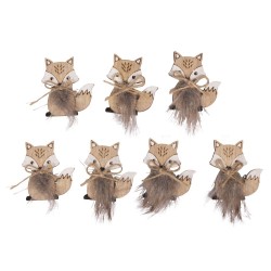 Vulpe lemn, autoadezive, 3.5x4 cm, 7/set, Rayher