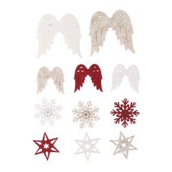 Fulgi, stele, aripi de inger ø3,5-5,4cm, adezive, Rayher, 11/set