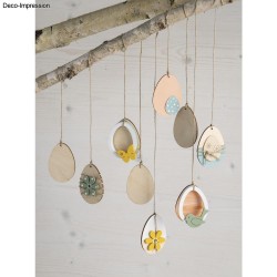 Ou lemn, credit FSC Mix 4,5x6,5cm, cu snur, Rayher, 12/set