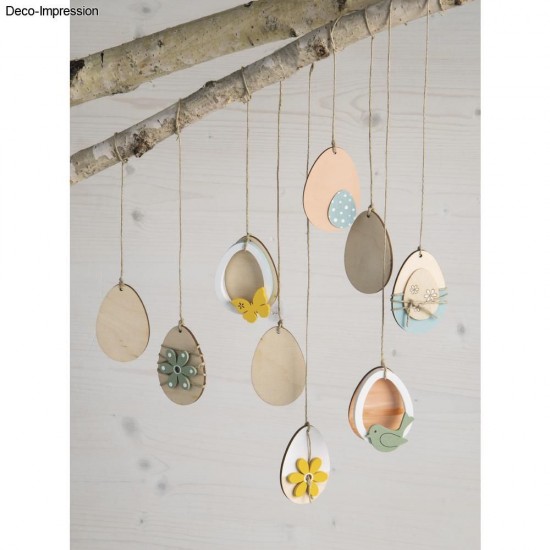 Ou lemn, credit FSC Mix 4,5x6,5cm, cu snur, Rayher, 12/set