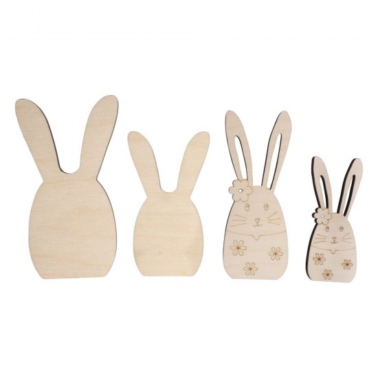 Decoratiune lemn Iepurași de Paște, 8,7-12,4cm, grosime 6mm, 4/set, Rayher Decoratiune lemn Iepurași de Paște, 8,7-12,4cm, grosime 6mm, 4/set, Rayher