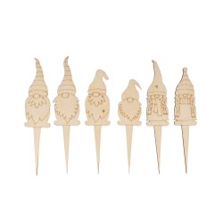 Decoratiune topper gnome lemn,  13,3-15 cm, 6 /set, Rayher