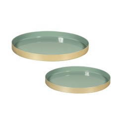 Tava decorativa metalica ø 20+25 cm , Rayher , auriu / verde, 2 /set