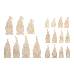Familie de Gnomi  3,6-9 cm, grosime 1 mm, Rayher, 18 /set, furnir natur