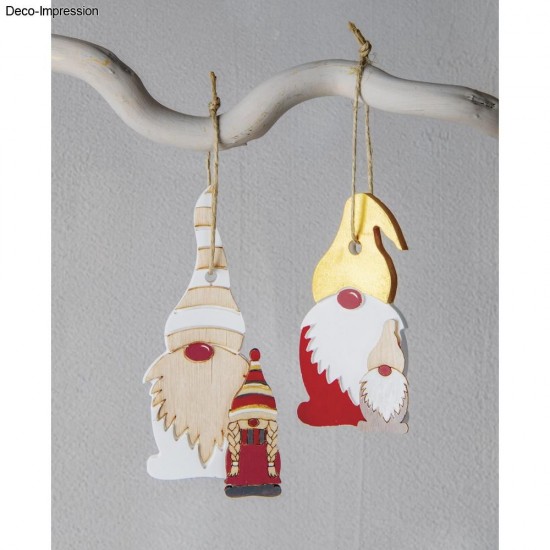 Familie de Gnomi  3,6-9 cm, grosime 1 mm, Rayher, 18 /set, furnir natur