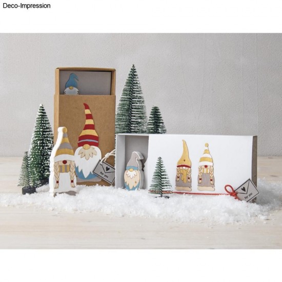 Familie de Gnomi  3,6-9 cm, grosime 1 mm, Rayher, 18 /set, furnir natur