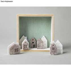 Mini casute nordice din fetru, 2,5-3,5 cm , Rayher, 12/set