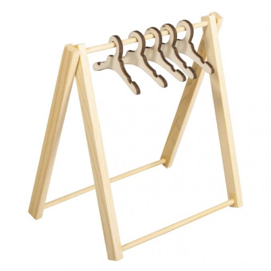 Suport lemn mini pentru haine ,11,5 x 12 cm, +5 umerașe, Rayher , natur Suport lemn mini pentru haine ,11,5 x 12 cm, +5 umerașe, Rayher , natur