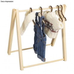 Suport lemn mini pentru haine ,11,5 x 12 cm, +5 umerașe, Rayher , natur