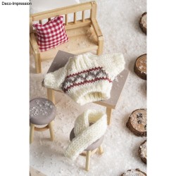 Mini pulover tricotat Lasse + esarfa, 5,5 x 8,5 cm,  1 set, Rayher