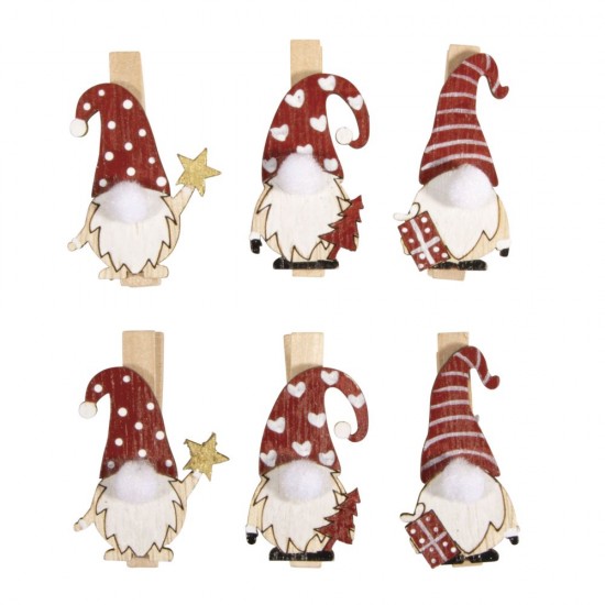 Pitic lemn cu clema, 2.2/3x1.2x4.8cm, 6/set,  Rayher