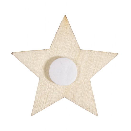 Decoratiuni steluta lemn, ø2.2-4.4cm, + punct adeziv, 12/set , Rayher