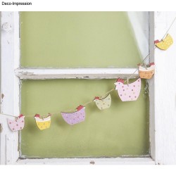 Decoratiune cocos / gaini lemn, FSC Mix Credit  5-8 cm,  șnur de 2,5 m,Rayher, 16 /set, natur