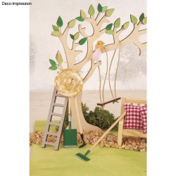 Unelte decorative mini de gradina + palarie de paie, 4-9,8 cm, Rayher , 4 /set