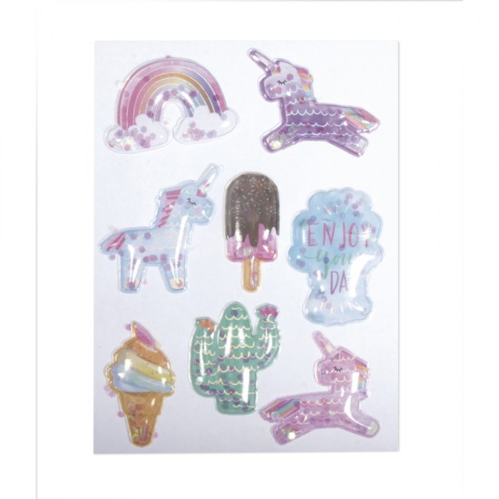 Sticker Rayher 3D, Unicorni si magie, 8buc/set