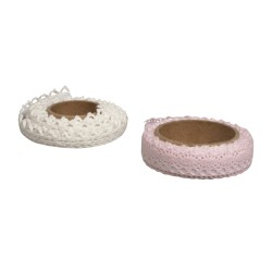 Fabric Tape Rayher, dantela adeziva, 1+1.5 cm, 1.5 m/rola, 2 modele/set Fabric Tape Rayher, dantela adeziva, 1+1.5 cm, 1.5 m/rola, 2 modele/set