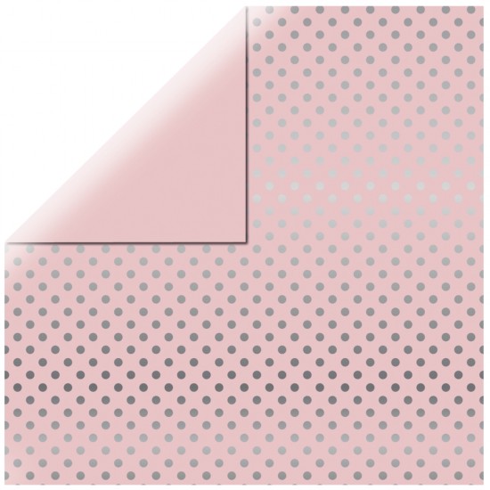 Hartie pentru scrapbooking "argintiu Foil Dots", blush roz, 30.5x30.5cm, 180g%m2