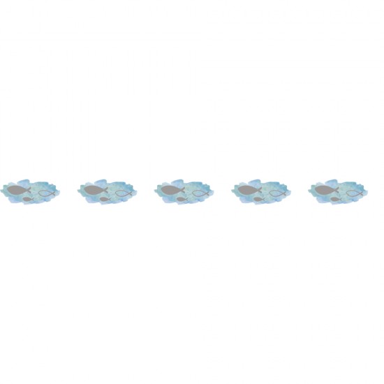 Banda adeziva Fishes w.foil print, albastru deschis, 15mm, roll 10m