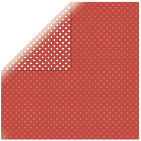 Scrapbooking paper "Dots&Stripes", fiery red, 30.5x30.5cm, 180g%m2