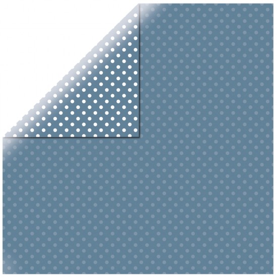 Scrapbooking paper "Dots&Stripes", greyish-blue, 30.5x30.5cm, 180g%m2