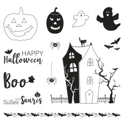 Stampile pentru corpuri de iluminat, motive Halloween, 102,5x97mm, 13 motive/ coala Stampile pentru corpuri de iluminat, motive Halloween, 102,5x97mm, 13 motive/ coala