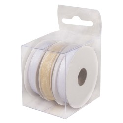 Panglica organza Rayher, 3 modele, 7 mm, 5 m/rola, pretul este pe rola Panglica organza Rayher, 3 modele, 7 mm, 5 m/rola, pretul este pe rola