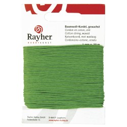 Snur verde, bumbac cerat, Rayher, 1mm, 20 m/rola Snur verde, bumbac cerat, Rayher, 1mm, 20 m/rola