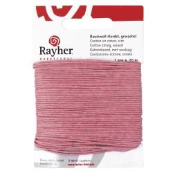 Snur roz, bumbac cerat, Rayher, 1mm x 20 m/rola