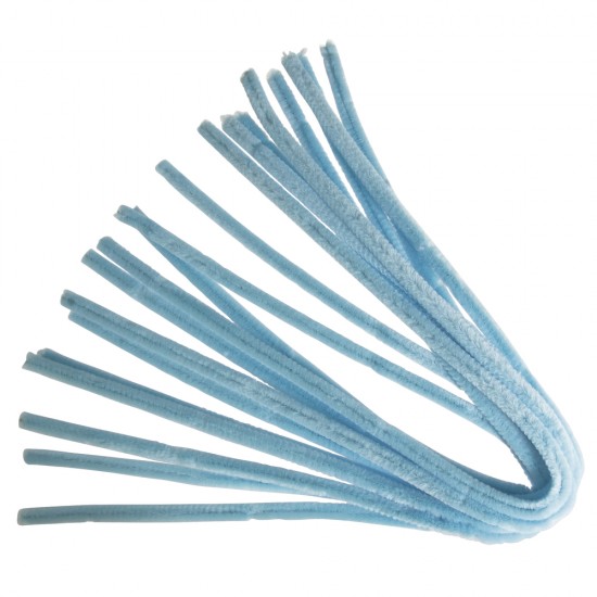 Chenille (sarma plusata) Rayher, lungime 50 cm, diametru 9 mm, 10/set, culoare albastru deschis