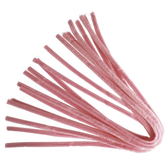 Chenille (sarma plusata) Rayher, lungime 50 cm, diametru 9 mm, 10/set, culoare roz deschis