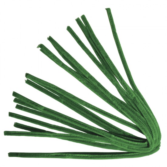 Chenille (sarma plusata) Rayher, lungime 50 cm, diametru 9 mm, 10/set, culoare verde