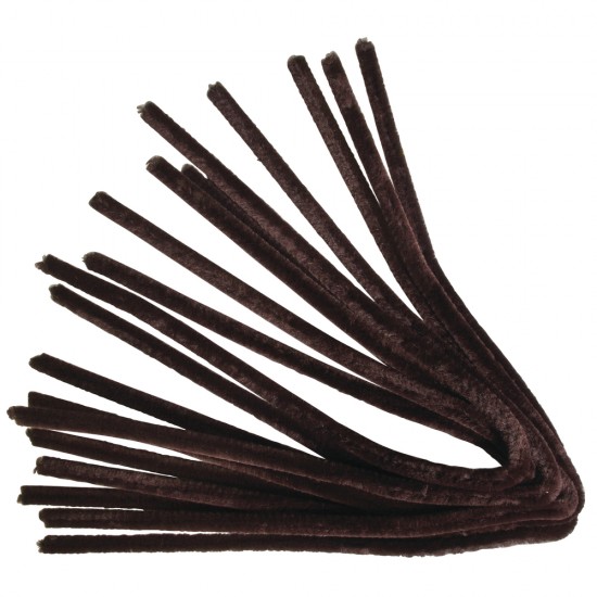 Chenille (sarma plusata) Rayher, lungime 30 cm, diametru 6 mm, 25/set, culoare maro inchis