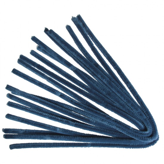 Chenille (sarma plusata) Rayher, lungime 30 cm, diametru 6 mm, 25/set, culoare albastru mediu