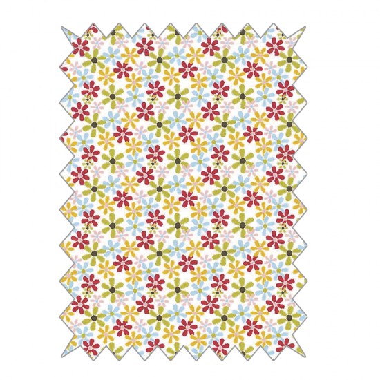 Material textil Rayher, floricele viu colorate, 100% bumbac, dimensiune 100 x 65 cm, 135g/m2