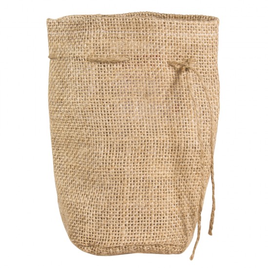 Jute bag with round bottom, 10cm o, 17cm, with jute cord