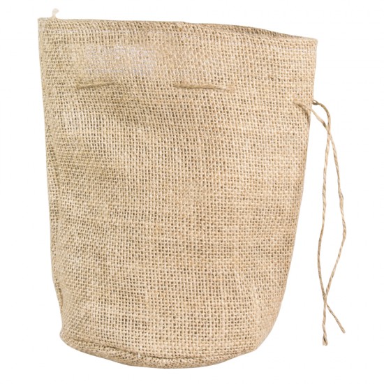 Jute bag with round bottom, 14cm o, 21cm, with jute cord