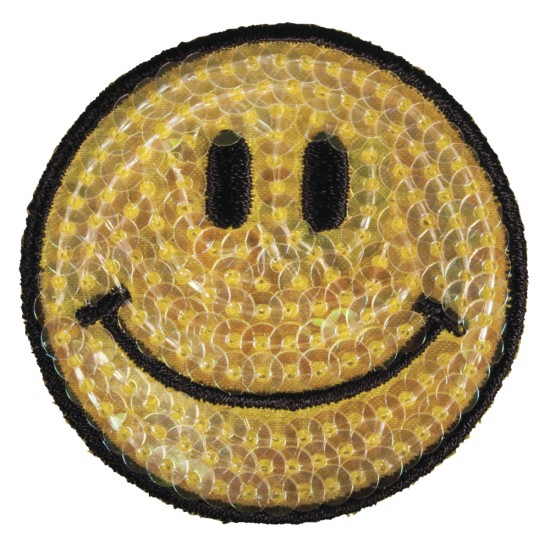 Sticker textil pentru calcat Smile , diam 5cm 