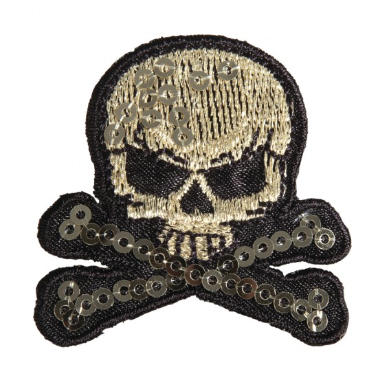 Sticker textil pentru calcat Skull and bones , 4.2x4cm 