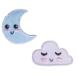 Sticker textil pentru calcat luna si nor, 2.5-3.6x2.2-3.1cm, 2 buc/ set