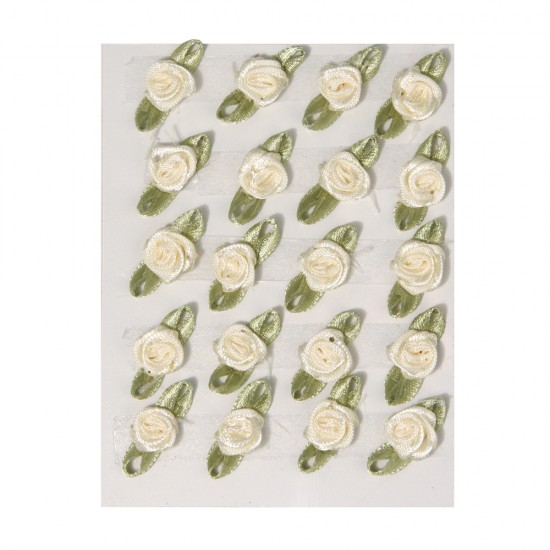 Decoratiune trandafiri, 10 mm, crem, 20 buc/set