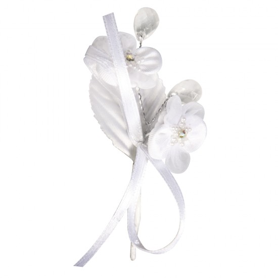 Decoratiune flori satin , alb, 8.5cm, 2 buc/set
