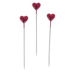 Sticker pin Heart, 9mm ø, royal red, 55mm, tab-box 50pcs