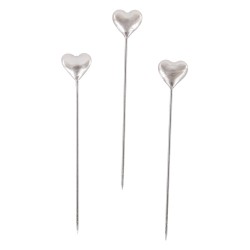 Sticker pin Heart, 9mm ø, nacre, 55mm, tab-box 50pcs