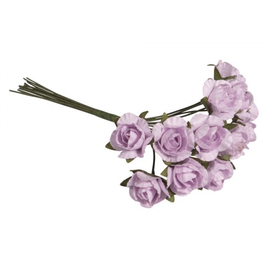 Trandafiri din hârtie, liliac,  ø 15 mm 10 cm, 1 buchet, Rayher