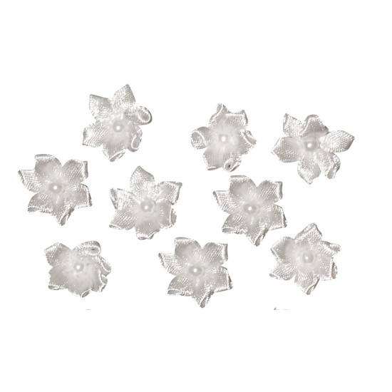 Decoratiune Rayher floare, 2 cm, alb, 8 buc/set