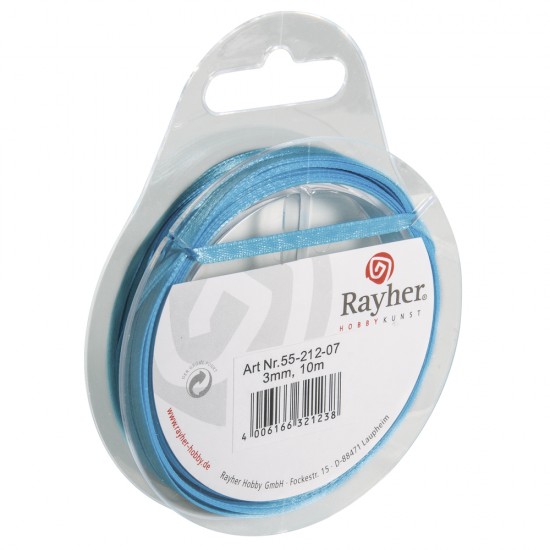 Panglica de satin turquoise Rayher, 3 mm, 10 m/rola