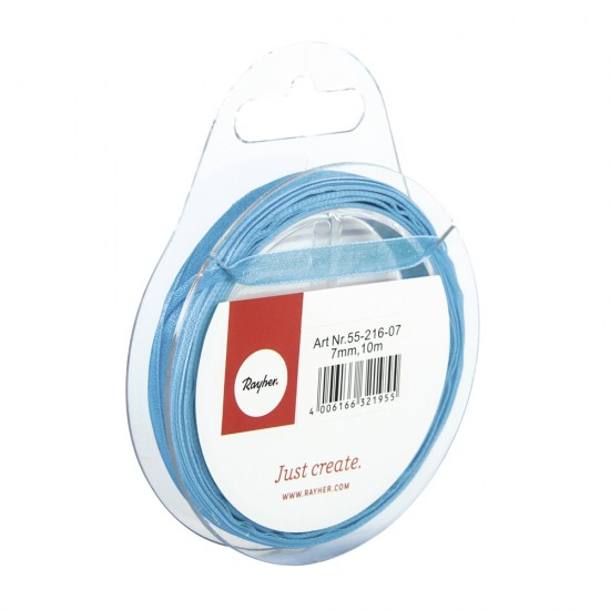 Panglica organza turquoise Rayher, 7 mm, 10 m/rola