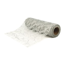 Tesatura Rayher ornament masa argintiu, latime 30 cm, pretul este pe metru liniar