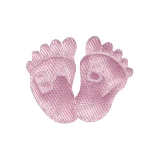Set decorativ Rayher, picioruse de copil, din material textil, culoare roz, dimensiune 2 cm, 6/set
